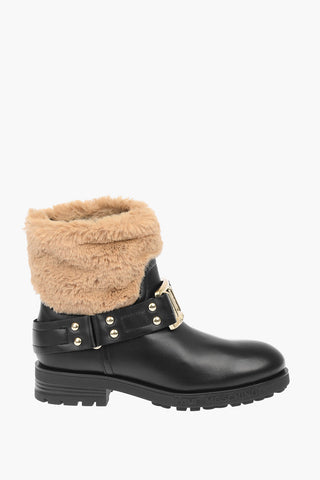 LOVE leather ankle boots with faux fur details
