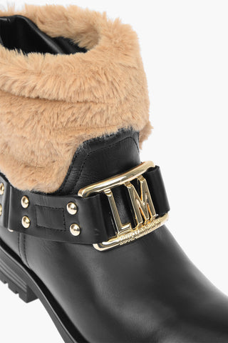 LOVE leather ankle boots with faux fur details