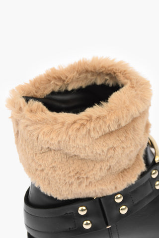 LOVE leather ankle boots with faux fur details