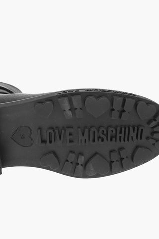 LOVE textured leather boots with golden chain