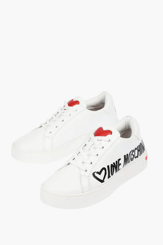 LOVE logo printed leather sneakers
