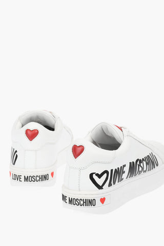LOVE logo printed leather sneakers