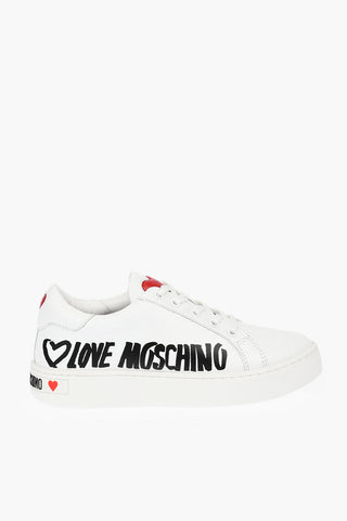LOVE logo printed leather sneakers