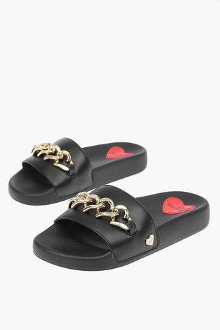 LOVE slides in ecopelle con dettagli dorati