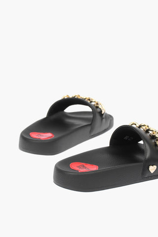 LOVE slides in ecopelle con dettagli dorati