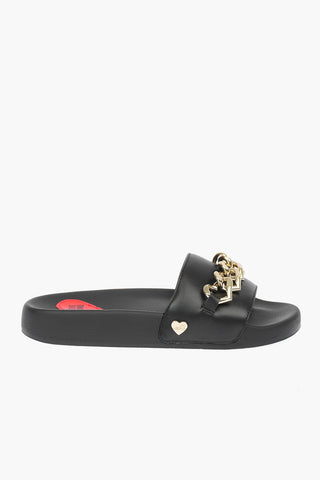 LOVE slides in ecopelle con dettagli dorati
