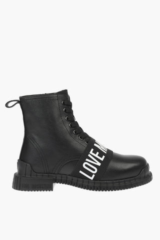 LOVE leather combat boots with elastic band