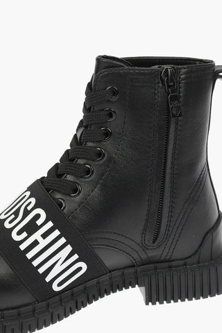 LOVE leather combat boots with elastic band