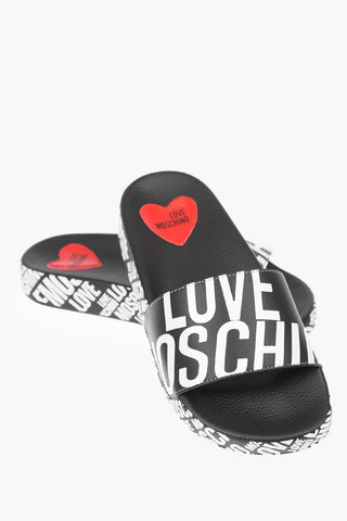 LOVE all over logo faux leather slides