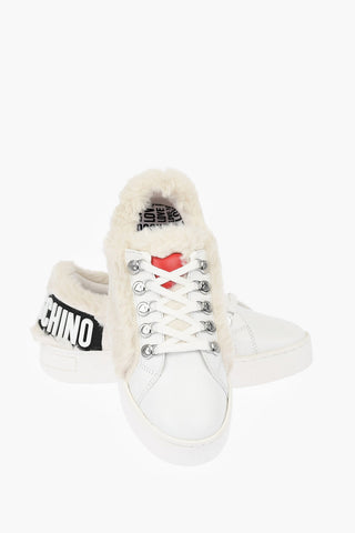 LOVE leather sneakers with faux fur details