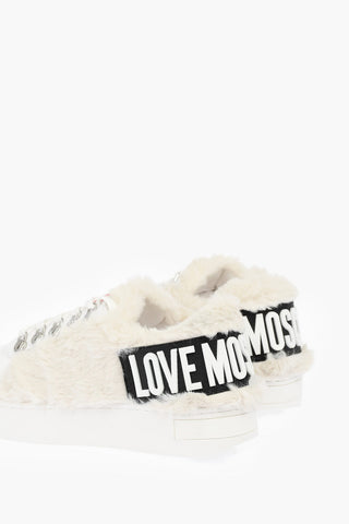 LOVE leather sneakers with faux fur details