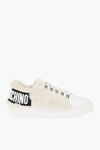 LOVE leather sneakers with faux fur details