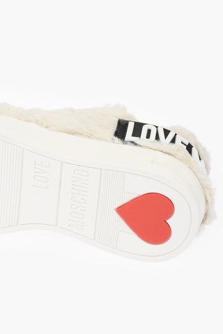 LOVE leather sneakers with faux fur details