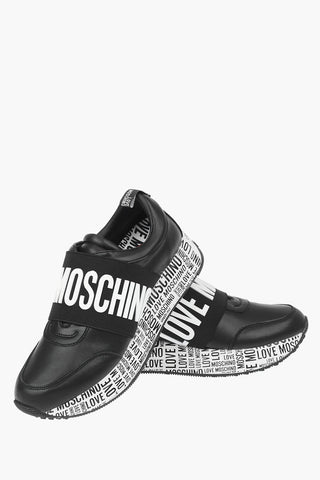 LOVE leather RUN40 slip on sneakers with all over logo sole
