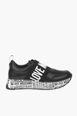 LOVE leather RUN40 slip on sneakers with all over logo sole