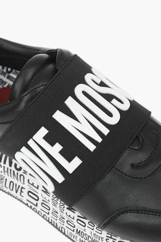 LOVE leather RUN40 slip on sneakers with all over logo sole