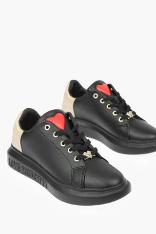 LOVE sneakers basse in pelle con glitter