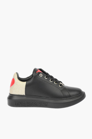 LOVE sneakers basse in pelle con glitter