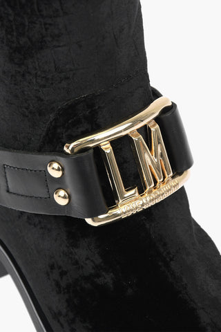 LOVE Crocodile Effect velvet ankle boots