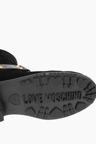 LOVE Crocodile Effect velvet ankle boots