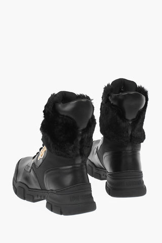 LOVE leather ankle boots with faux fur details