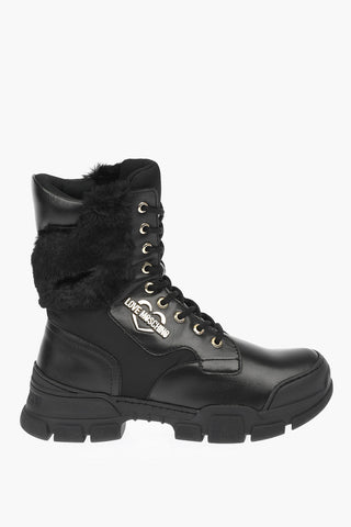 LOVE leather ankle boots with faux fur details