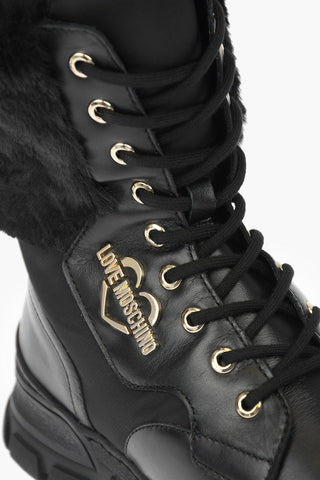LOVE leather ankle boots with faux fur details