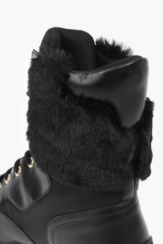 LOVE leather ankle boots with faux fur details