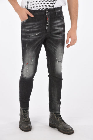15cm vintage effect long crotch relax jeans