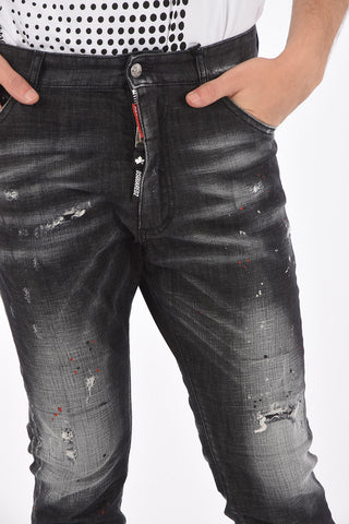 15cm vintage effect long crotch relax jeans