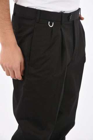 slim fit double pleat trousers