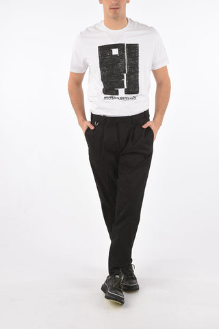 slim fit double pleat trousers