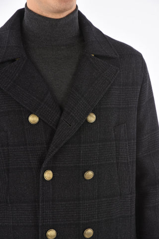 Cappotto Doppiopetto in Lana a Quadri DIstrict