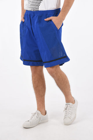 drawstring waist perforated shorts