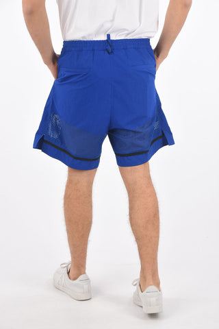 drawstring waist perforated shorts