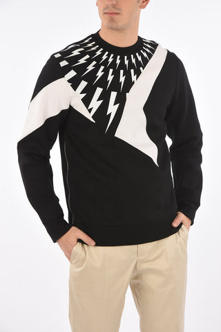neoprene THUNDERBOLT crew-neck sweatshirt with zip on the side