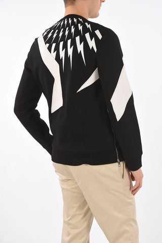 neoprene THUNDERBOLT crew-neck sweatshirt with zip on the side