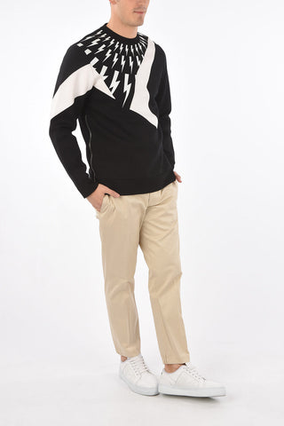 neoprene THUNDERBOLT crew-neck sweatshirt with zip on the side