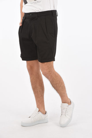 slim naval fit double pleat shorts