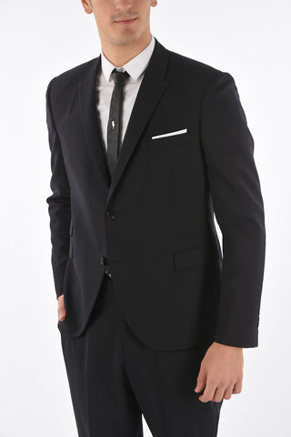 slim fit side vents peak lapel 2-button suit