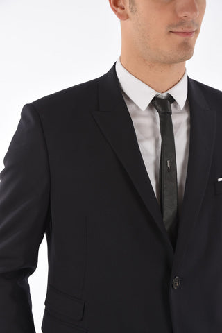 slim fit side vents peak lapel 2-button suit