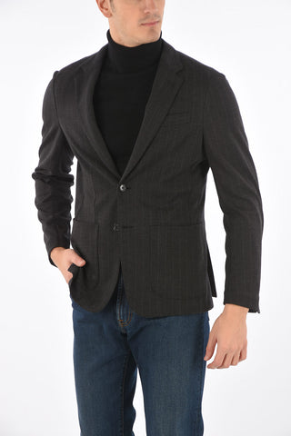 2 Buttons Pinstriped Virgin Wool Blazer