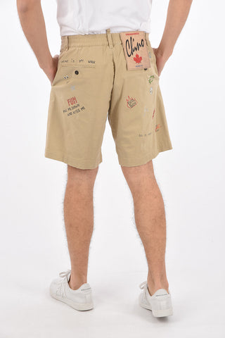 Shorts stampati in denim stretch