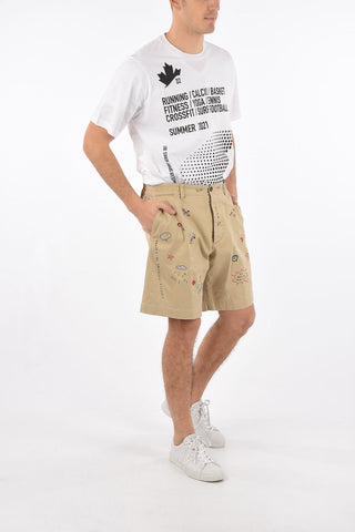 Shorts stampati in denim stretch