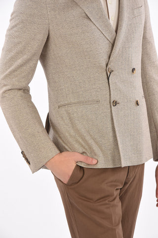 ZZEGNA giacca doppio petto plain herringbone due spacchi revers a lancia