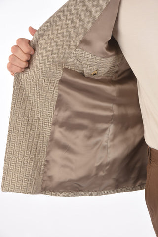 ZZEGNA giacca doppio petto plain herringbone due spacchi revers a lancia