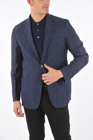 EZ LUXURY flax side vents notch lapel 2-button blazer