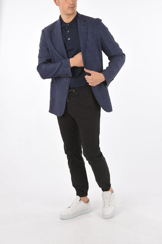 EZ LUXURY flax side vents notch lapel 2-button blazer