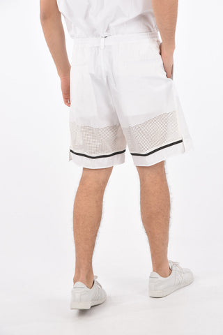 drawstring waist perforated shorts