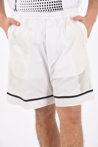 drawstring waist perforated shorts